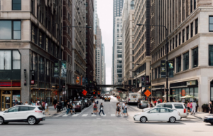 many business on a street