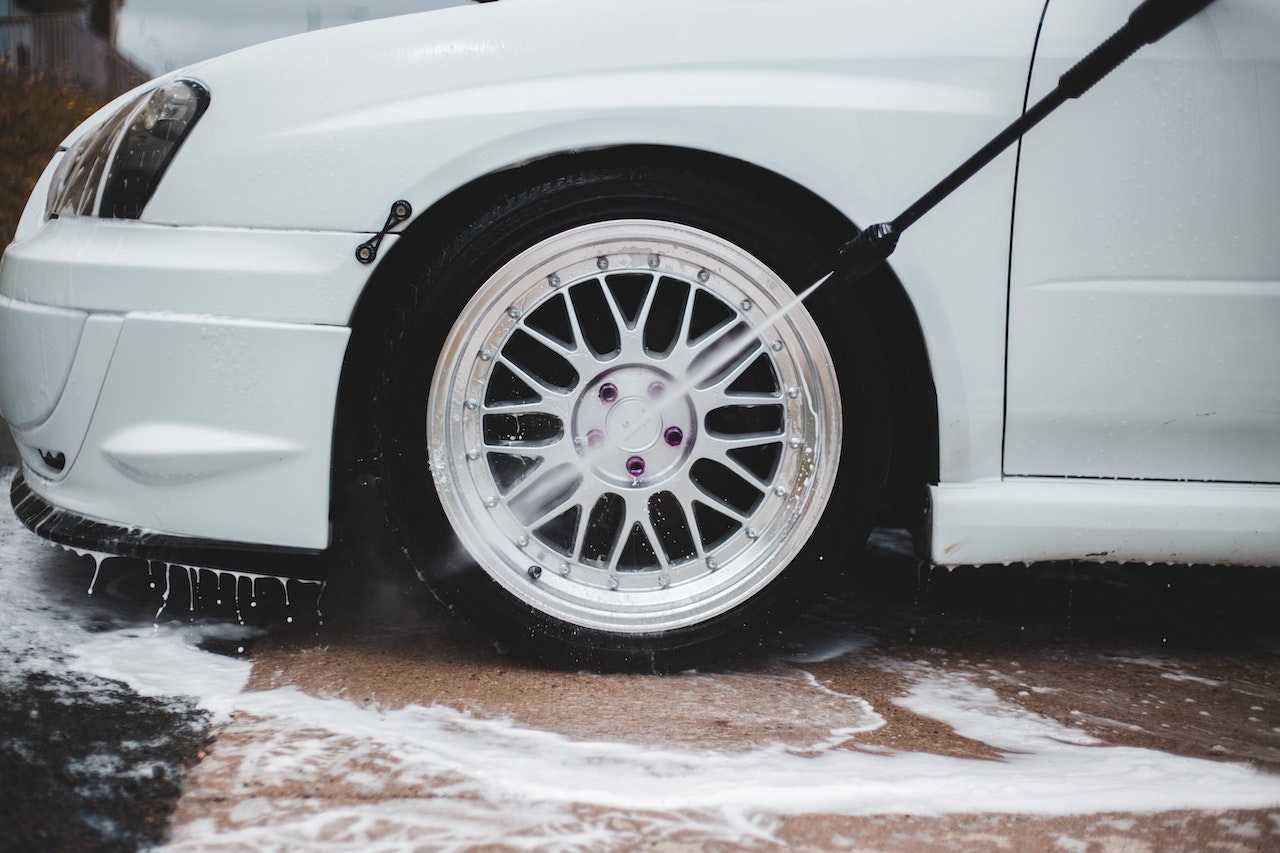 cleaning a car